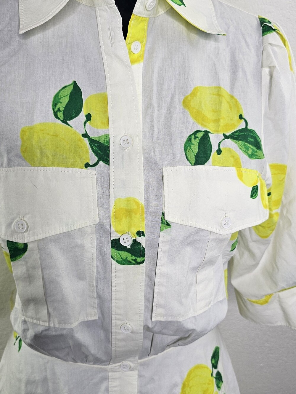 Essentiel Antwerp Darko lemon print shirt dress 34/2 - Picture 5 of 14